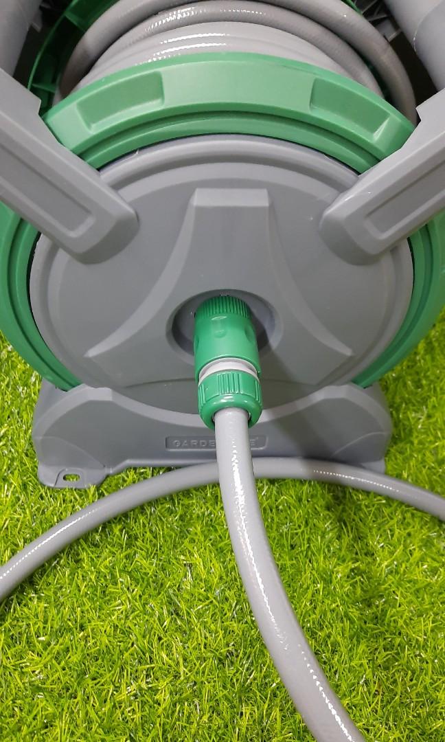 Gardenline Hose with Reel 15 Meters, Furniture & Home Living, Gardening