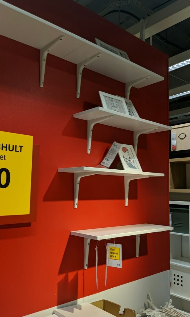1x Ikea bergshult wall floating shelf 120cm + free 3x mount, Furniture & Home Living, Furniture