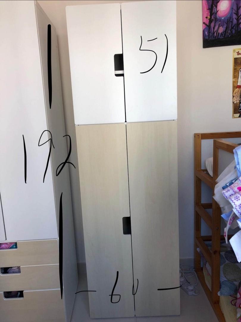 sleuf Persoon belast met sportgame Wolf in schaapskleren Ikea Stuva Wardrobe 4 doors 衣櫃白色淺啡色, 傢俬＆家居, 傢俬, 書櫃、櫃子及架- Carousell