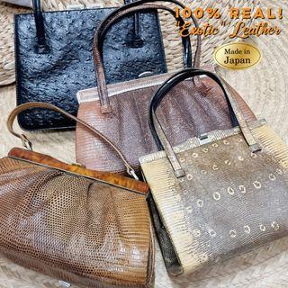 RARE 🔥 Japan Authentic EXOTIC Ostrich Skin Bag ala Hermes Kelly