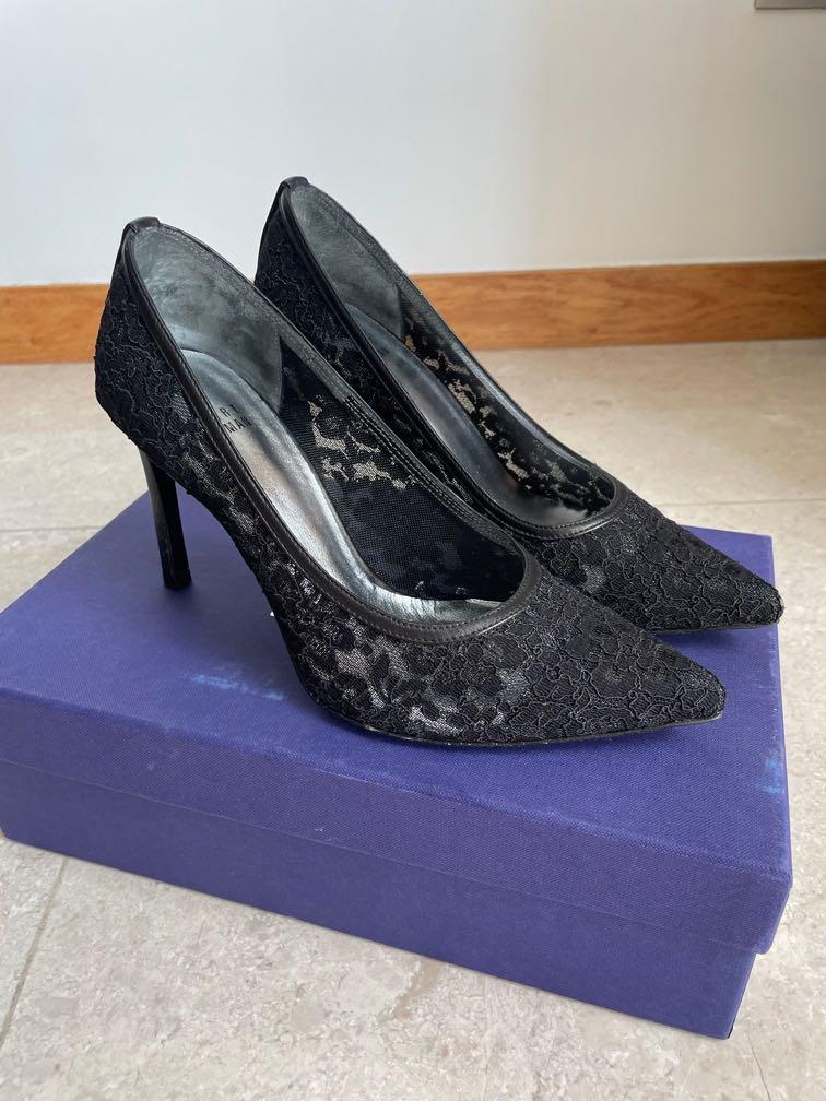 LIKE NEW Stuart Weitzman size 37 Black lace heels LIKE NEW, Women's  Fashion, Footwear, Heels on Carousell