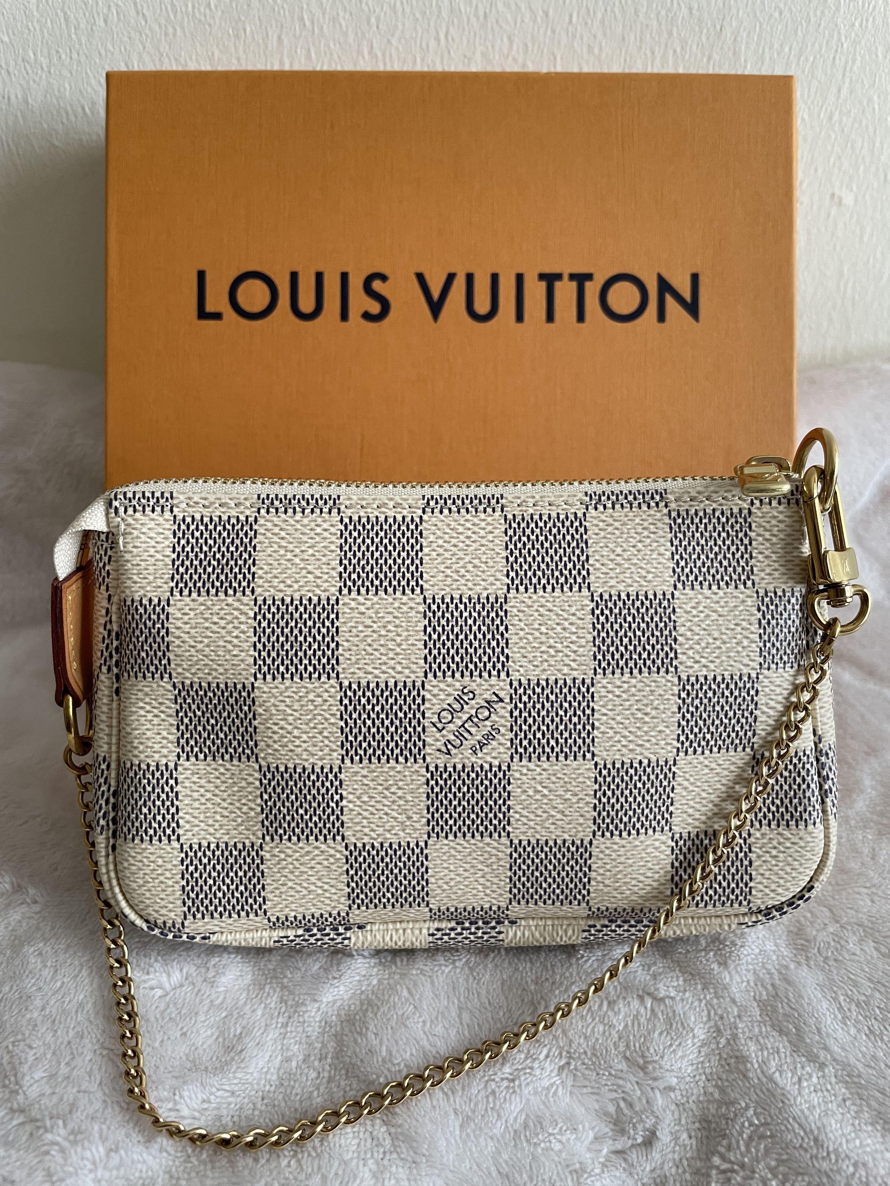 LOUIS VUITTON Mini Pochette Accessoires Damier Azur Used Handbag N58010  #BQ814
