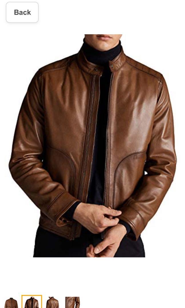 Topstitched nappa top leather jacket