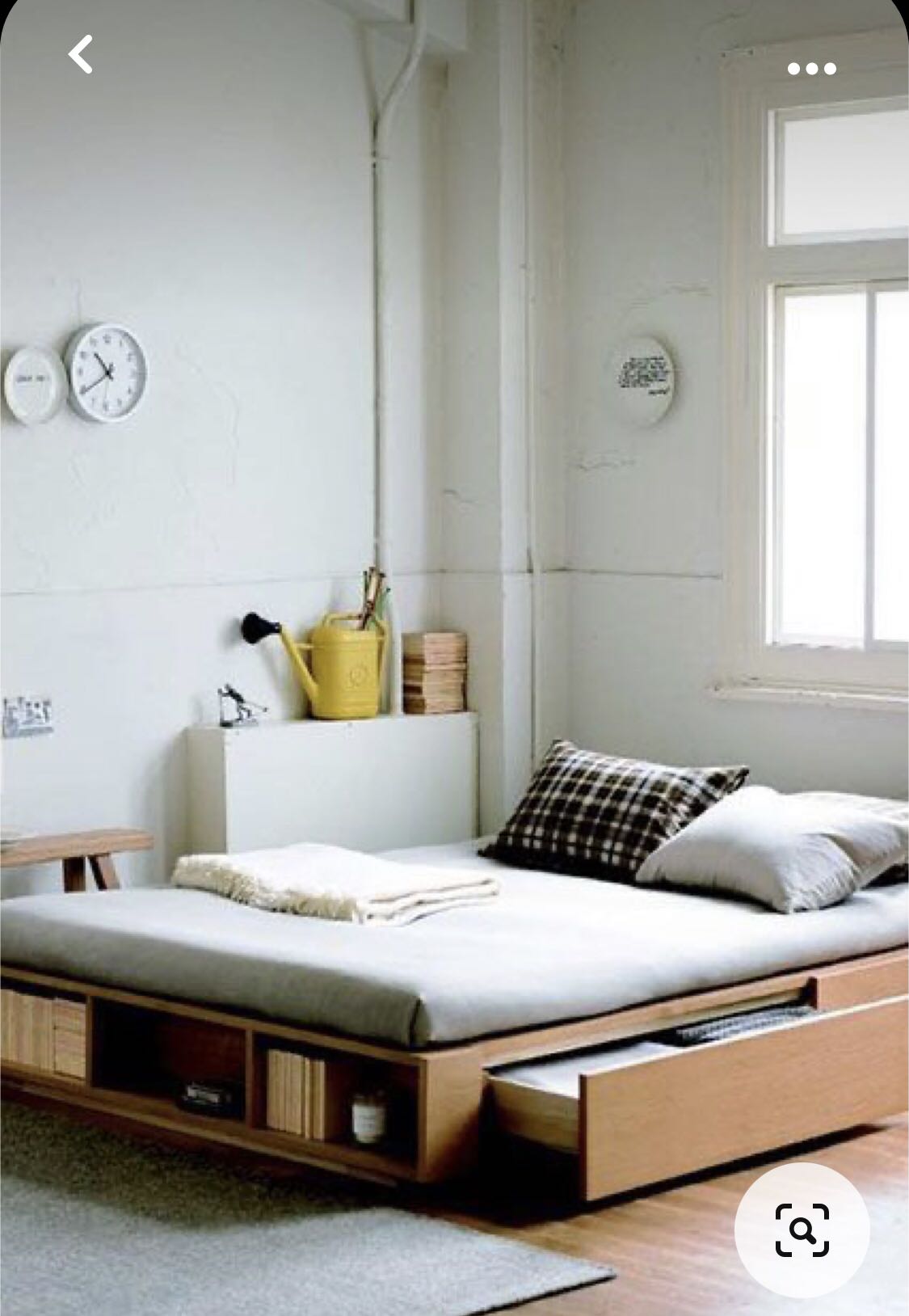 MUJI Storage bed in Walnut with headboard Furniture Home Living