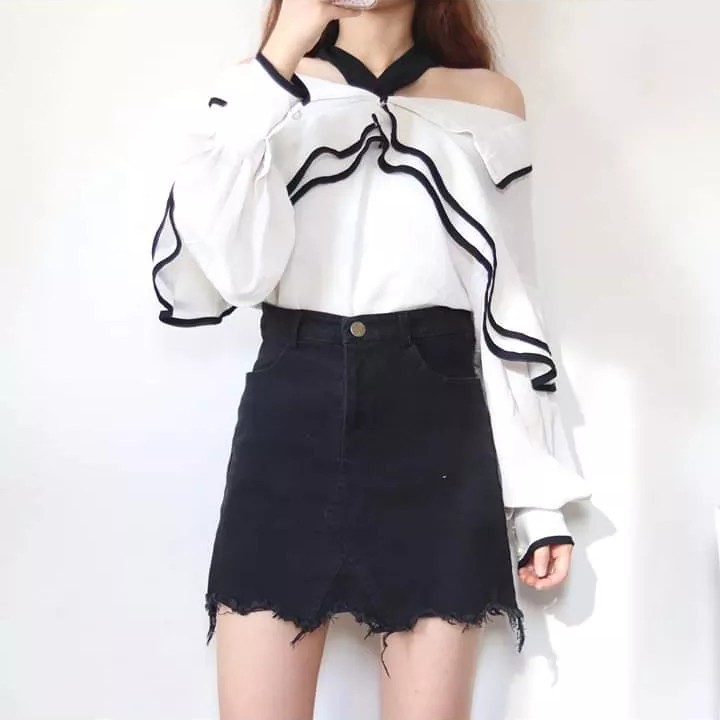 Off Shoulder Korean Blouse, Women's Fashion, Tops, Blouses on Carousell