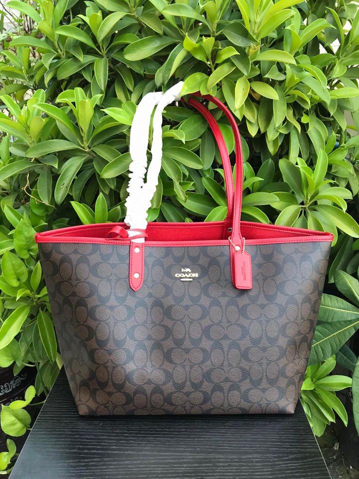 Coach reversible tote red hotsell
