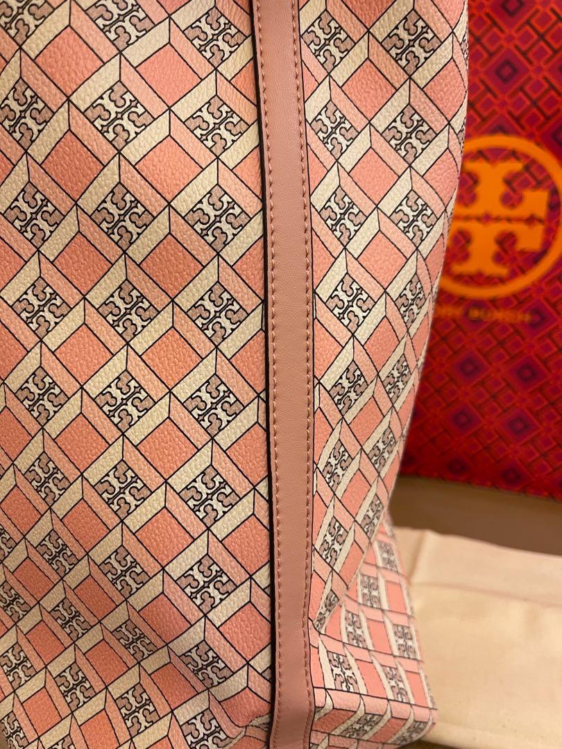 New Tory Burch Geo Logo Tote Please Dusted Blush Pink