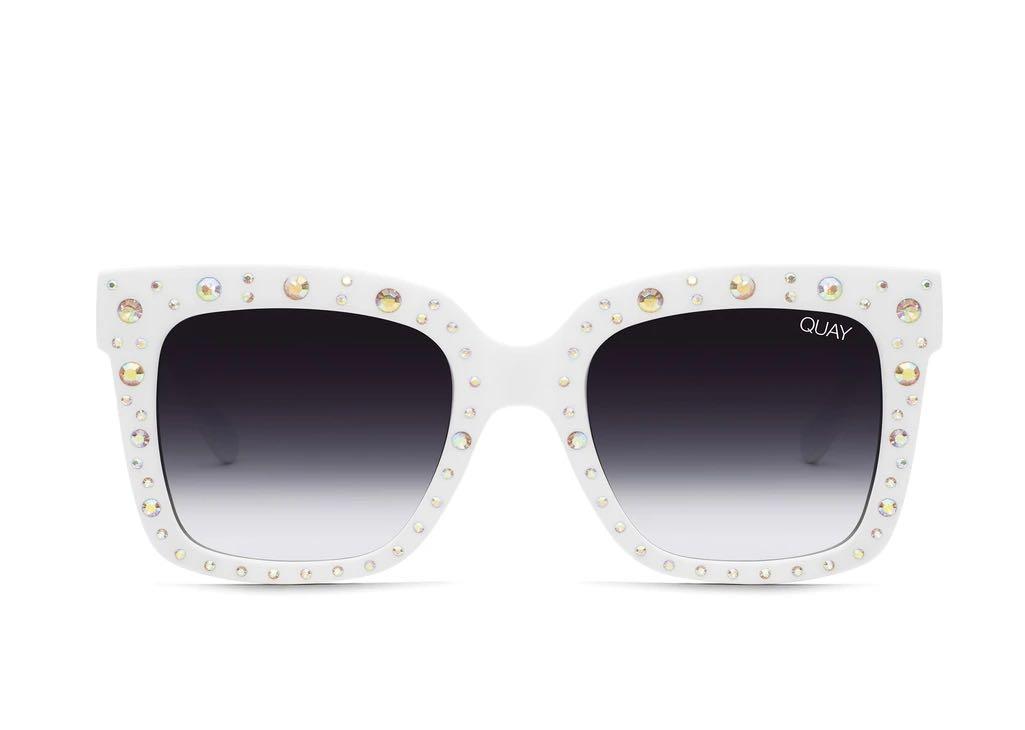 Quay Australia White Icy Embellished Sunglasses