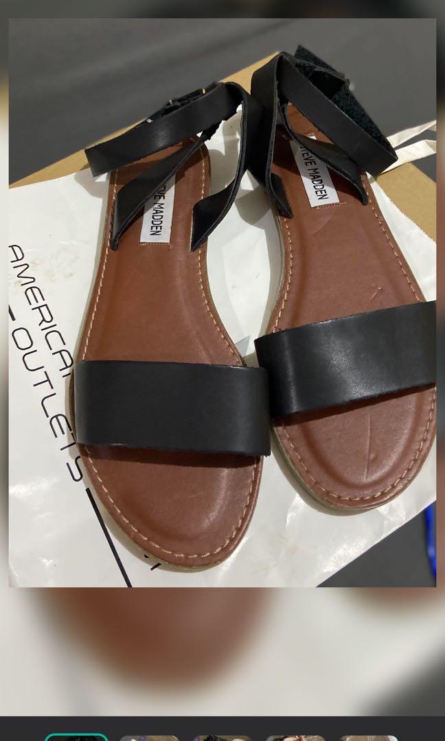 Reprice Authentic Steve Madden ankle strap sandals (Category: Flats & Sandals) located in Santiago. Submitted by dobongsoon (Listing ID 1102876639, Image 1). Description: brandnew without tag size 7 fits size 6 3,600 orig price from American premium outlet Subic.