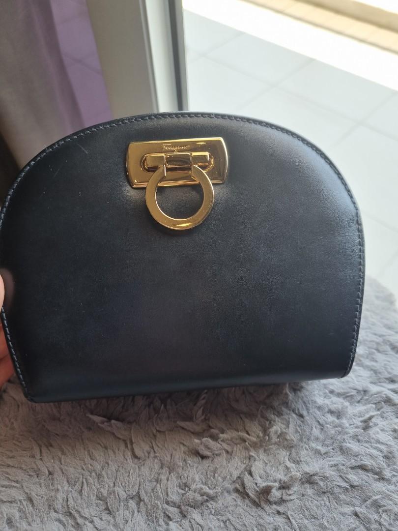 Salvation Ferragamo Vintage Leather Clutch with gold chain strap