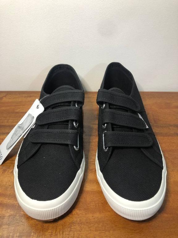 SUPERGA 2750 Cotu 3 Strap Men s Sneakers Shoes Black Full White