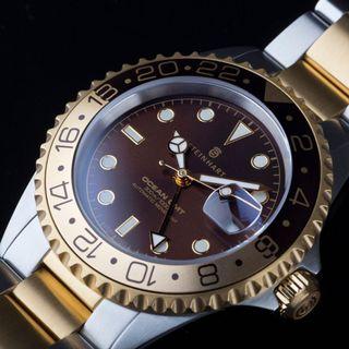 Swiss Made Steinhart Ocean One Two Tone Chocolate Automatic Diver Watch.