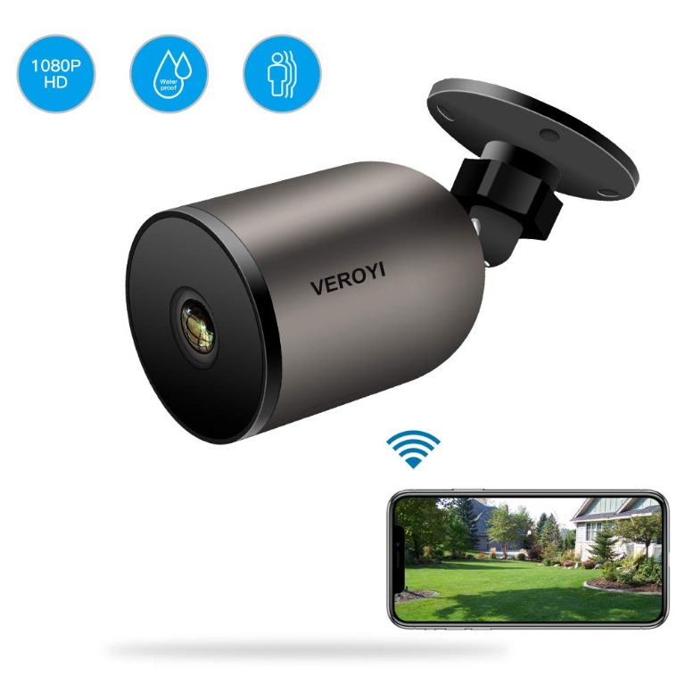 Veroyi Outdoor Security Camera 1080P FHD WiFi Home Security Surveillance Monitor Waterproof Bullet IP Camera with Motion Detection Night Vision 2 Way
