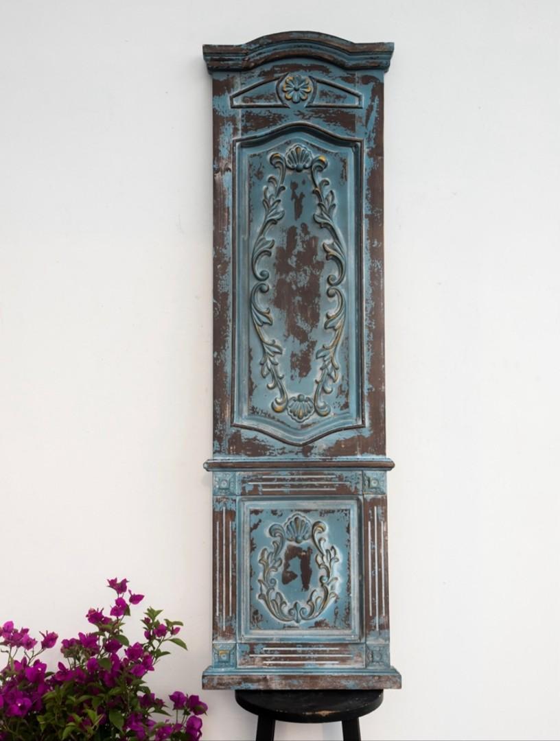 Vintage English Style Retro Blue Wood Wall Decoration Dinding Kayu Deco V36 Antiques Antique Furniture On Carousell