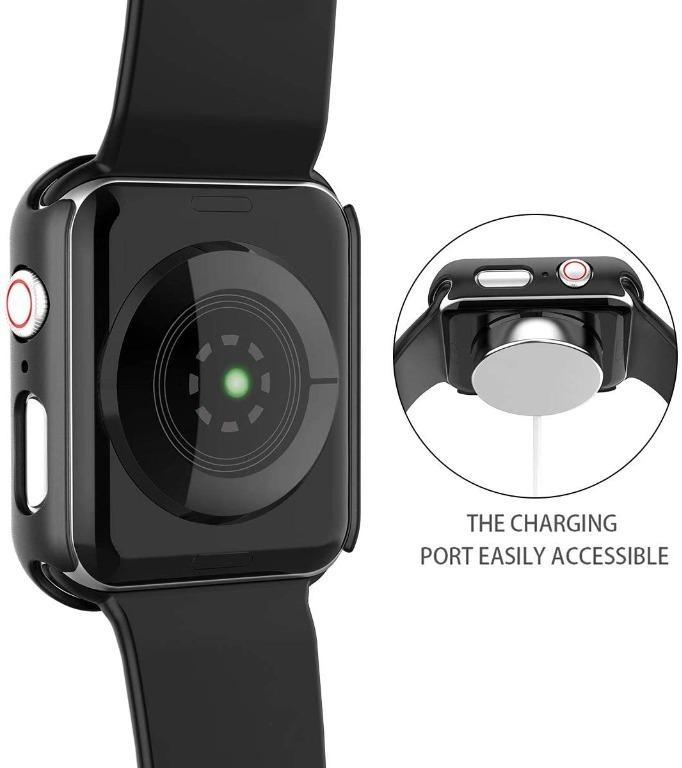 X3123 Piuellia Black Hard Case for Apple Watch SE Series 6 Series 5 Series 4 40mm iWatch Screen Protector PC Ultra Thin Overall Protective Cover 2 PACKS Mobile Phones