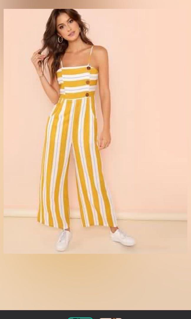 Yellow jumpsuit, Fesyen Wanita, Pakaian 