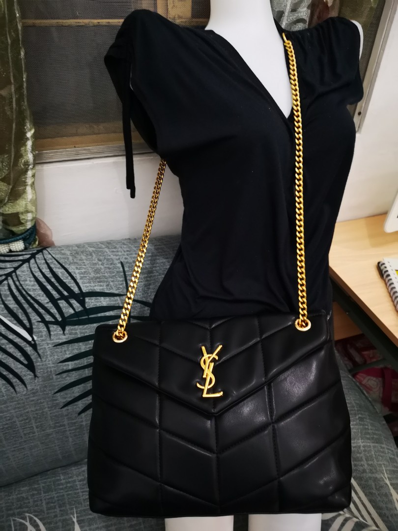 Ysl black sales bag gold chain
