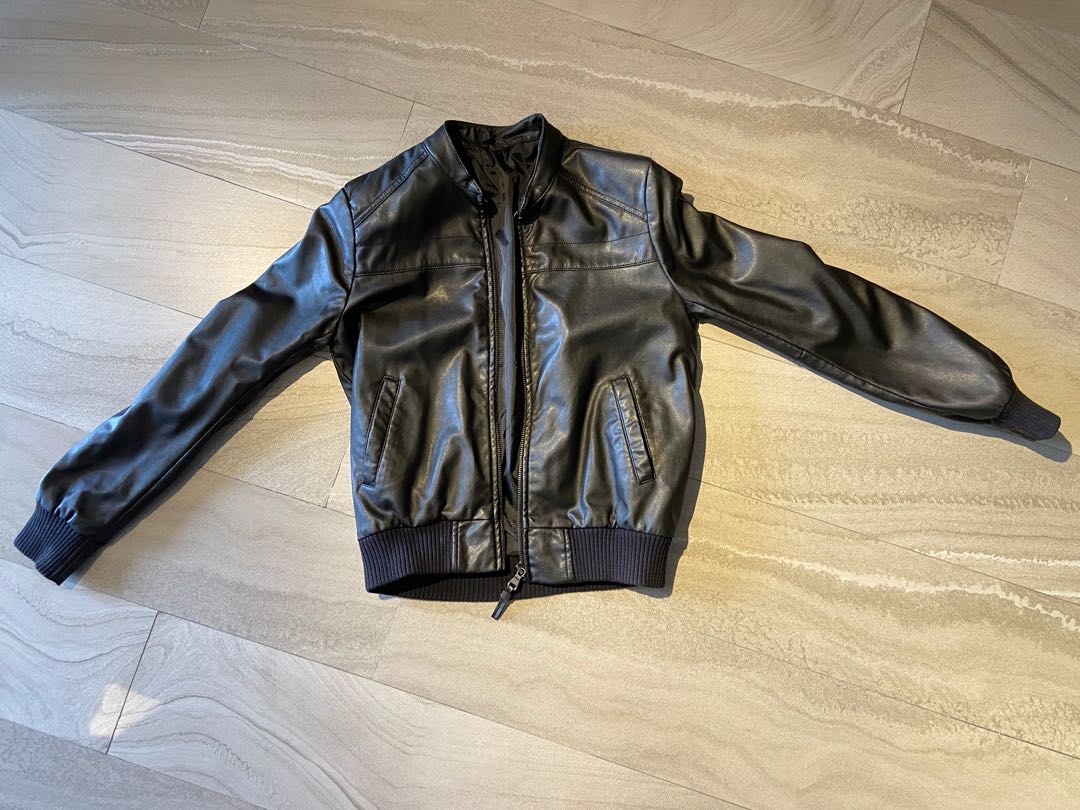 ZARA MAN Black Zip Up Bomber Jacket Faux Leather Trim Lightweight Size L |  eBay