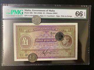 1940 Malta KGVI  £1   printer : BWC