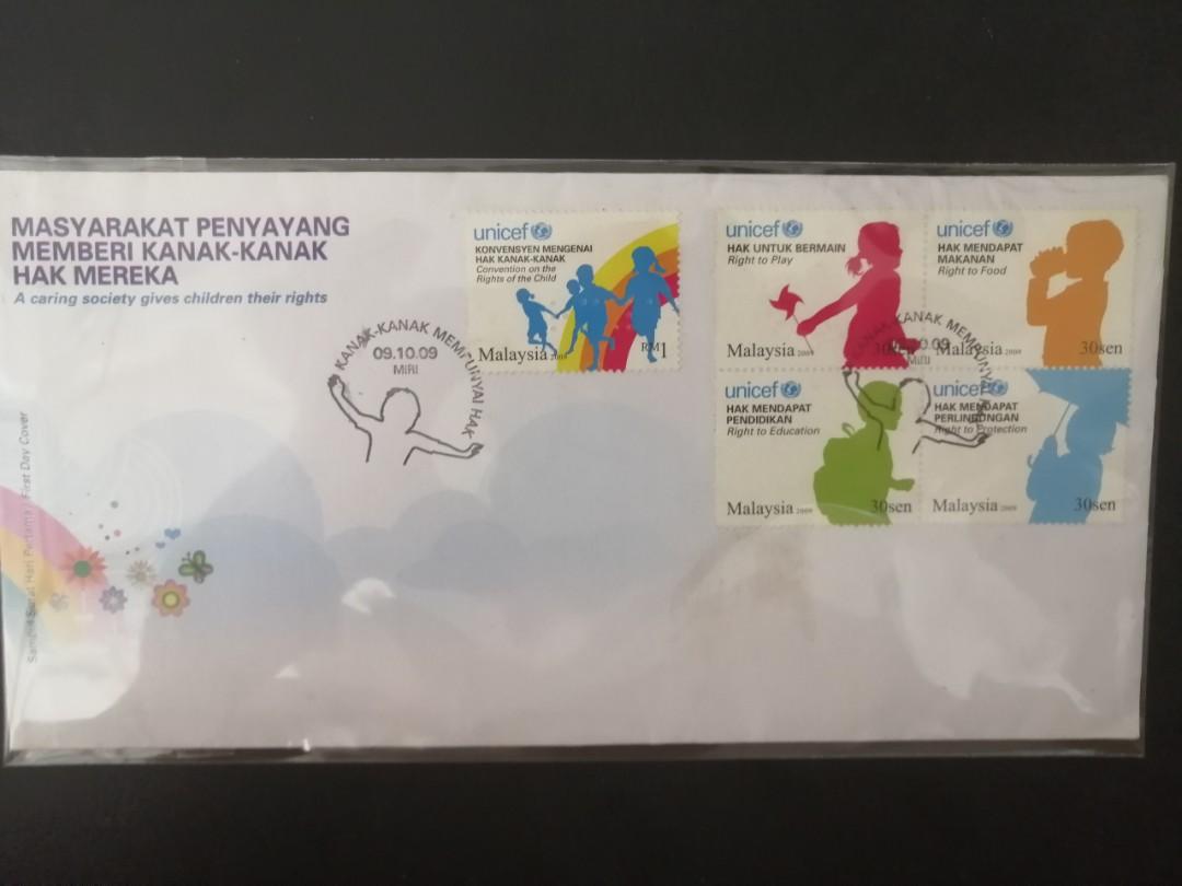 2009 Malaysia Unicef Konvensyen Mengenai Hak Kanak Kanak Fdc Antiques Stamps On Carousell