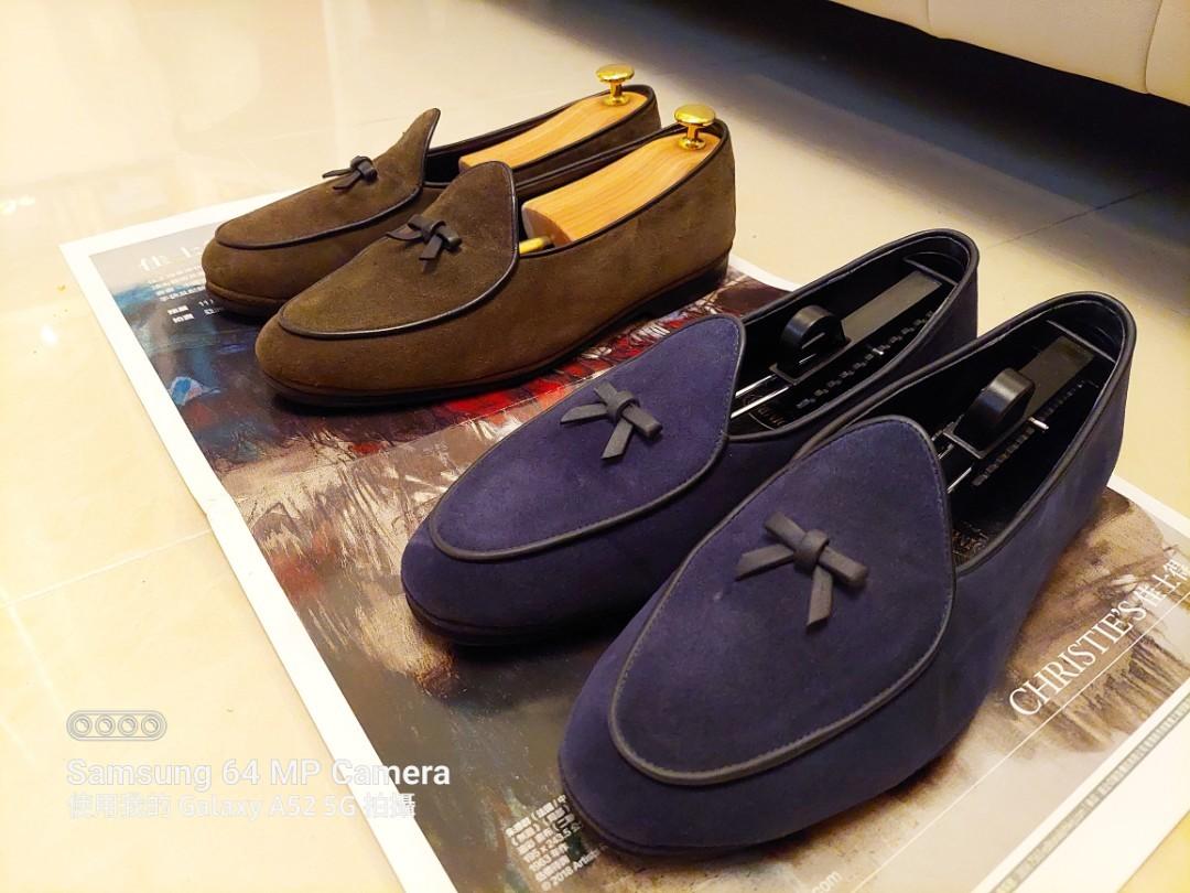 2 pairs RUBINACCI Marphy Leather Trimmed Suede Loafers Mid Blue