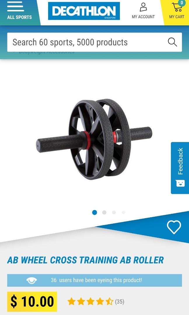 AB WHEEL CROSS TRAINING AB ROLLER Decathlon Sports Equipment Exercise Fitness Toning Stretching Accessories on Carousell