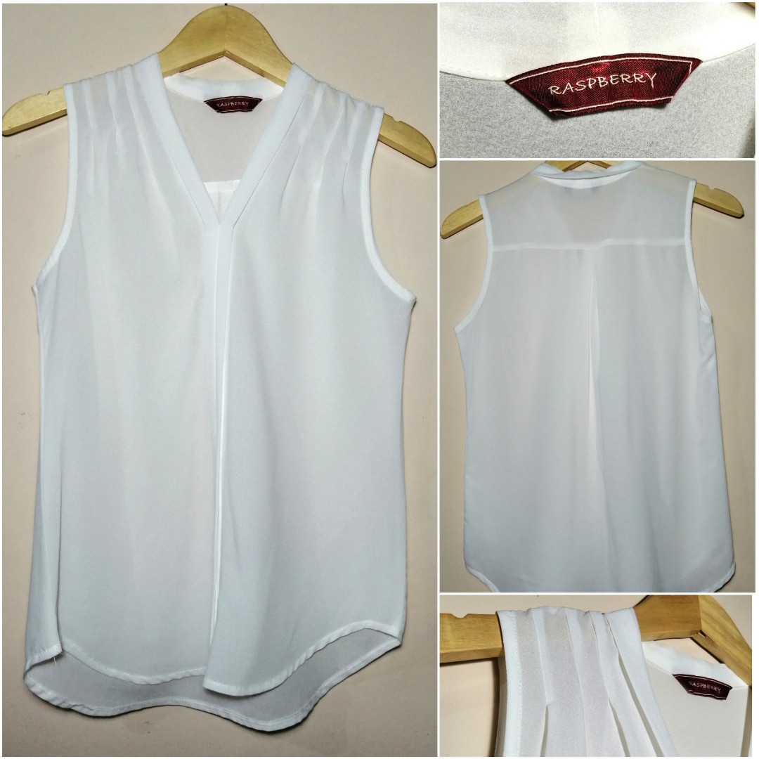 Blouse Tanpa Lengan Broken White Fesyen Wanita Pakaian Wanita Atasan Di Carousell