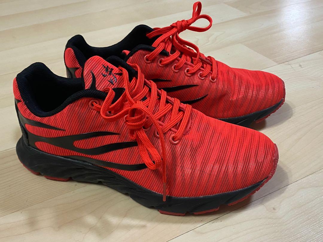 Red and orange top sneakers