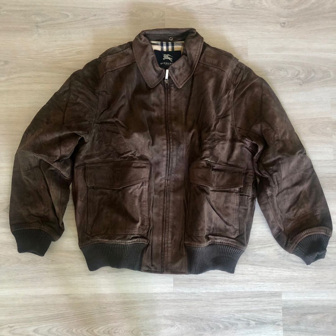 Burberry men's leather jacket hot sale