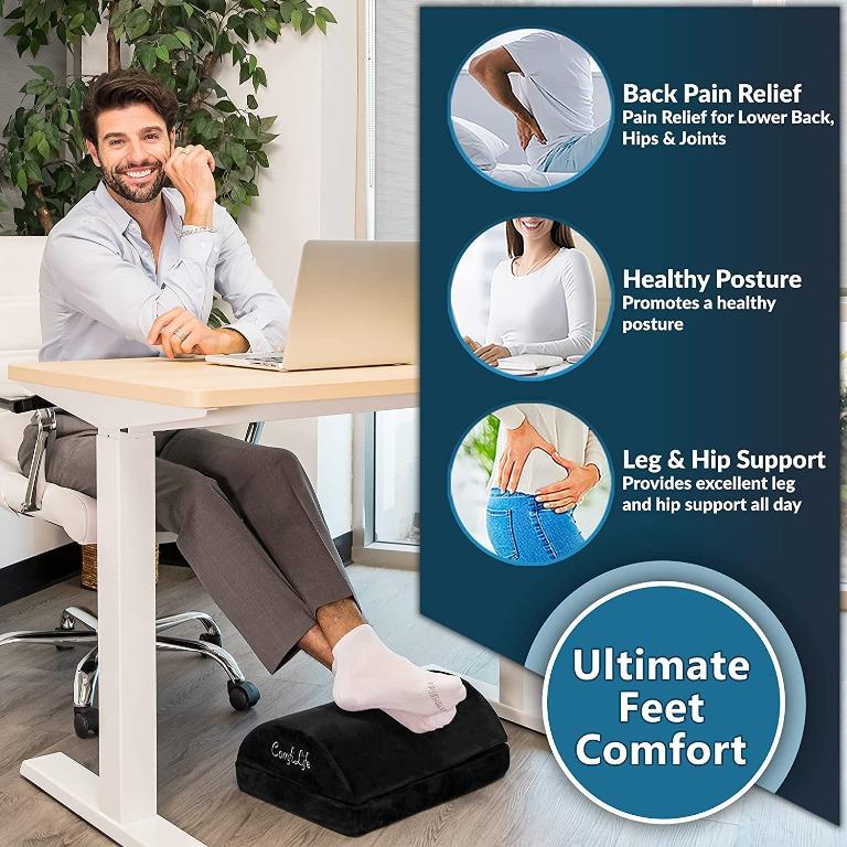 Cozy Ergo Adjustable Foot Rest Ergonomic Under Desk Footrest with 2 Adjustable Height - Foam Foot Rest Under Desk for Leg Support and Knee Pain Relief