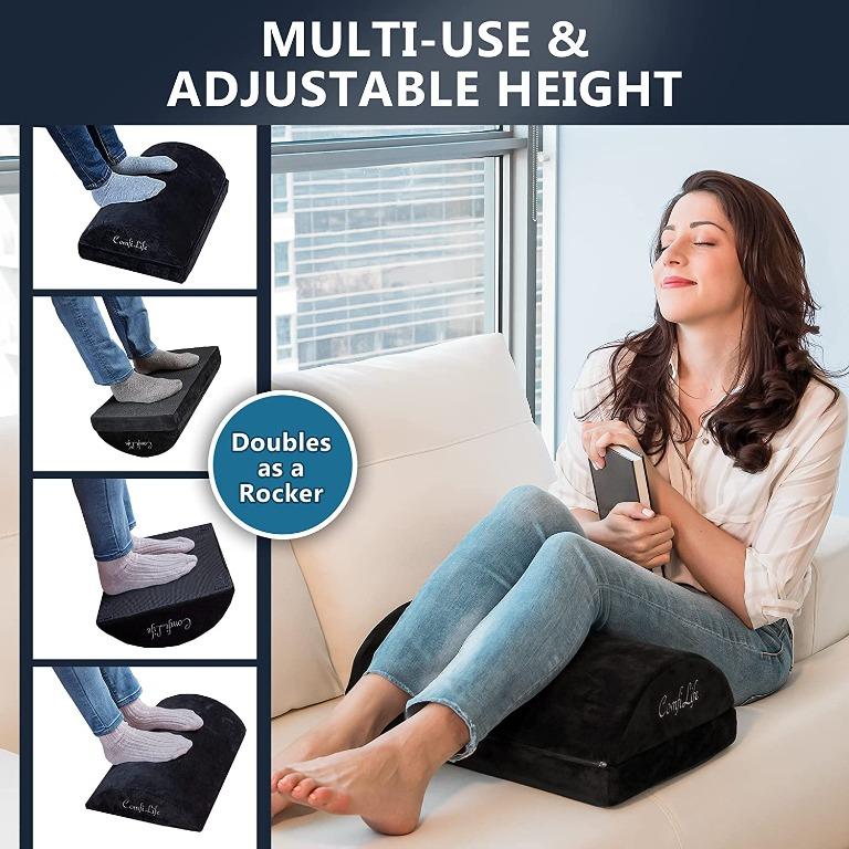 Cozy Ergo Adjustable Foot Rest Ergonomic Under Desk Footrest with 2 Adjustable Height - Foam Foot Rest Under Desk for Leg Support and Knee Pain Relief