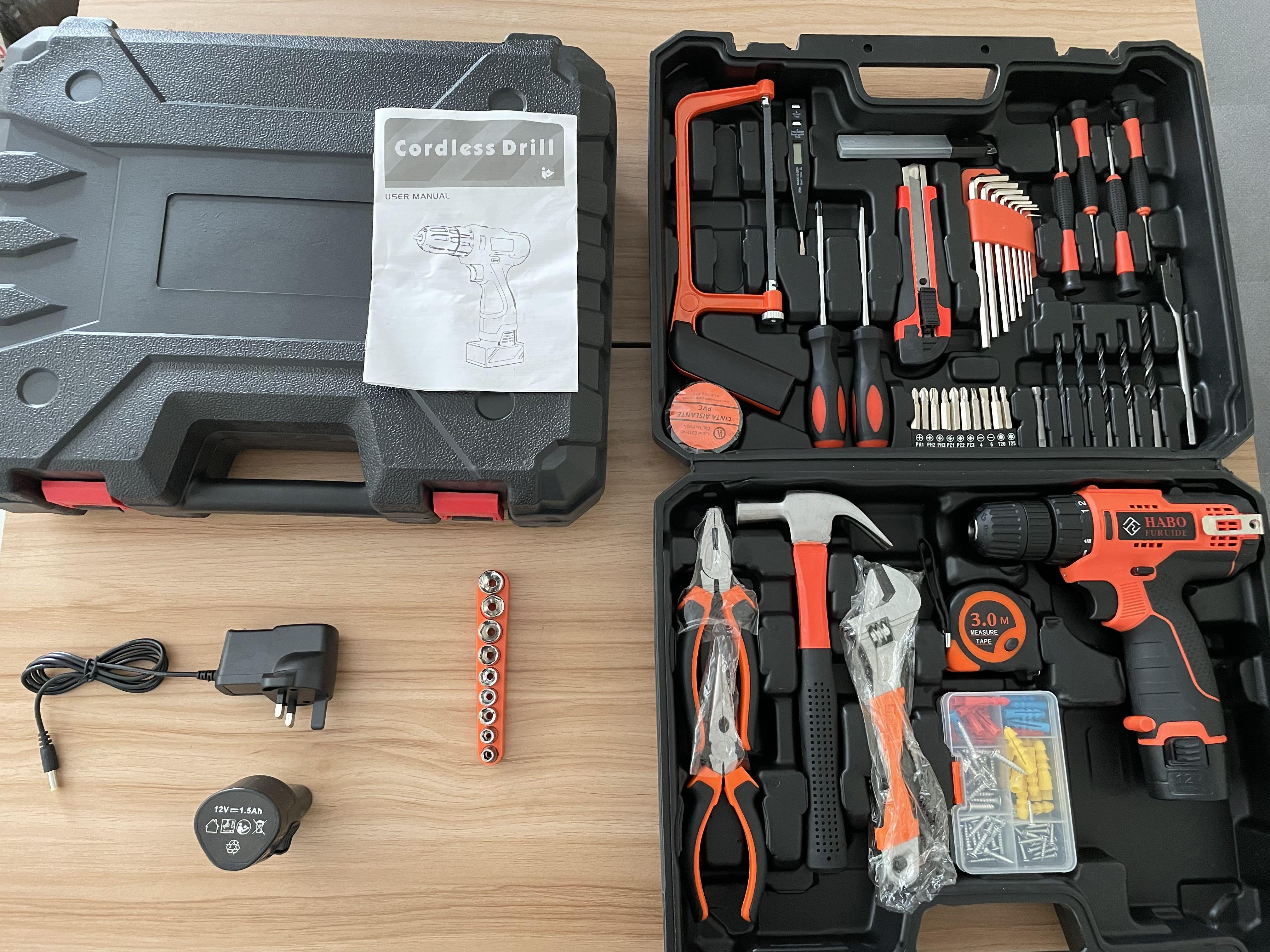 Cordless drill set home drill Toolbox 