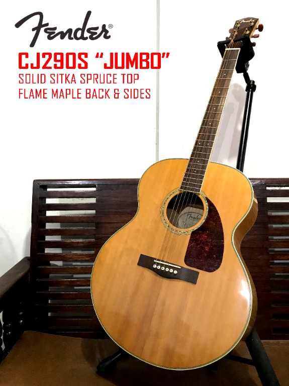 Fender CJ290S Jumbo Acoustic Guitar Hobbies Toys Music Media