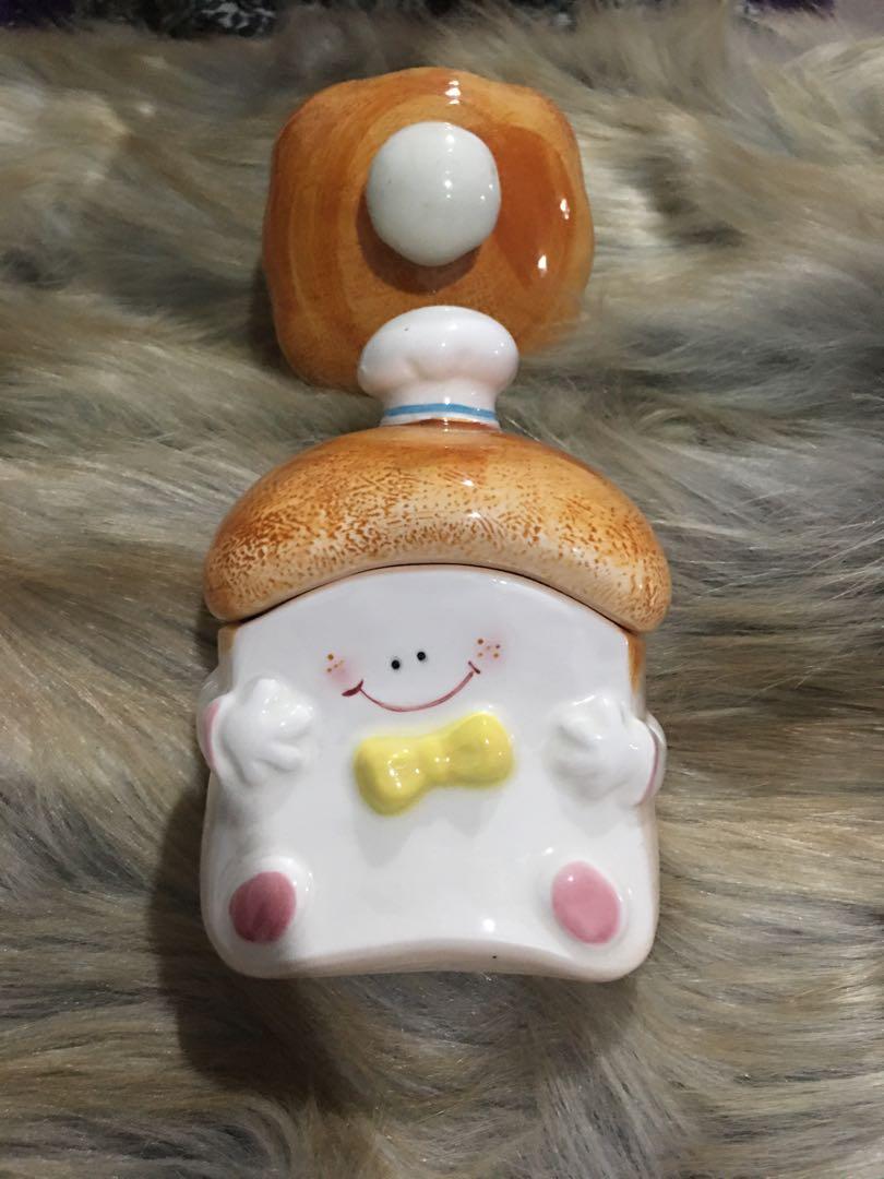 Fujika Canister / tea caddy (Category: Coffee & Tea Tableware) located in Batangas. Submitted by girlmeetspurple (Listing ID 1102967501, Image 1). Description: Very pretty in actual Ceramic fujika canister Can be used as tea caddy 🌷.