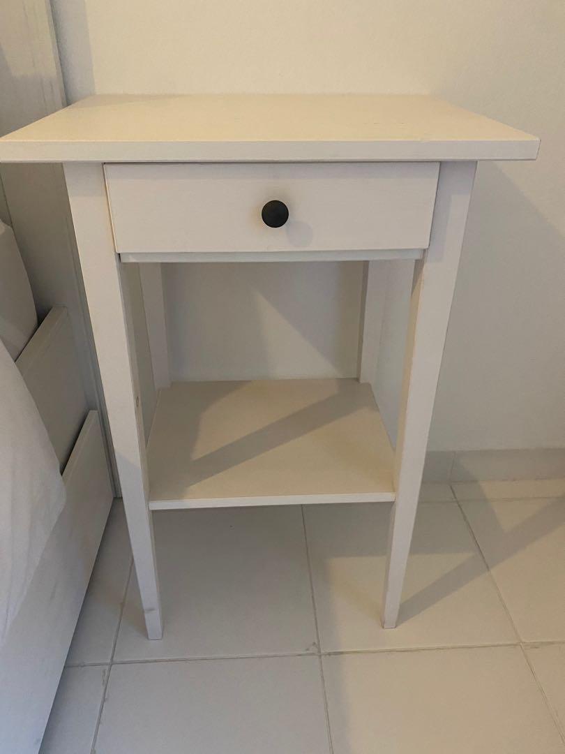 IKEA Hemnes White Bedside Table, Furniture & Home Living, Furniture