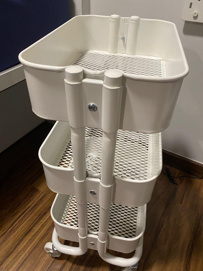 IKEA RASHULT TROLLEY WHITE 38x28x65 cm, Furniture & Home Living, Home ...
