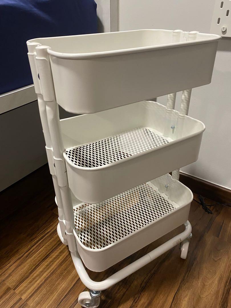 IKEA RASHULT TROLLEY WHITE 38x28x65 cm, Furniture & Home Living, Home ...