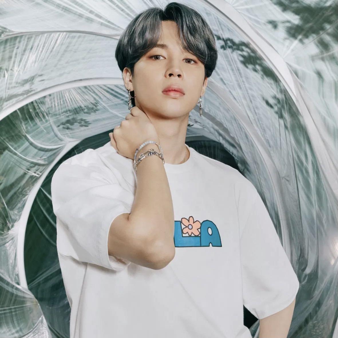 INSTOCK BTS x Fila Project 7 Back to Nature T shirt in Navy Jimin Version