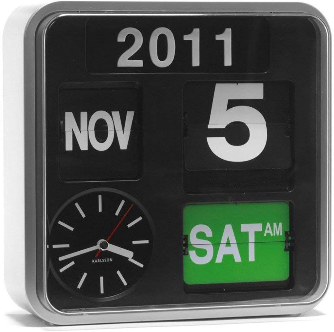 Karlsson Flip Calendar Wall Clock Silver Mini Flip (M4075), Furniture