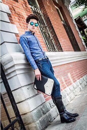 Handsome Mens Leather Long Zip Knee High Riding Boots Shoes New Paris Style
