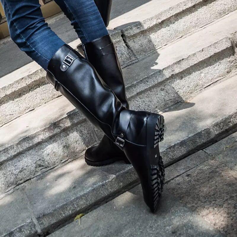 Handsome Mens Leather Long Zip Knee High Riding Boots Shoes New