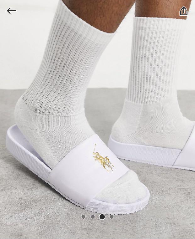 Ralph lauren sliders white sales