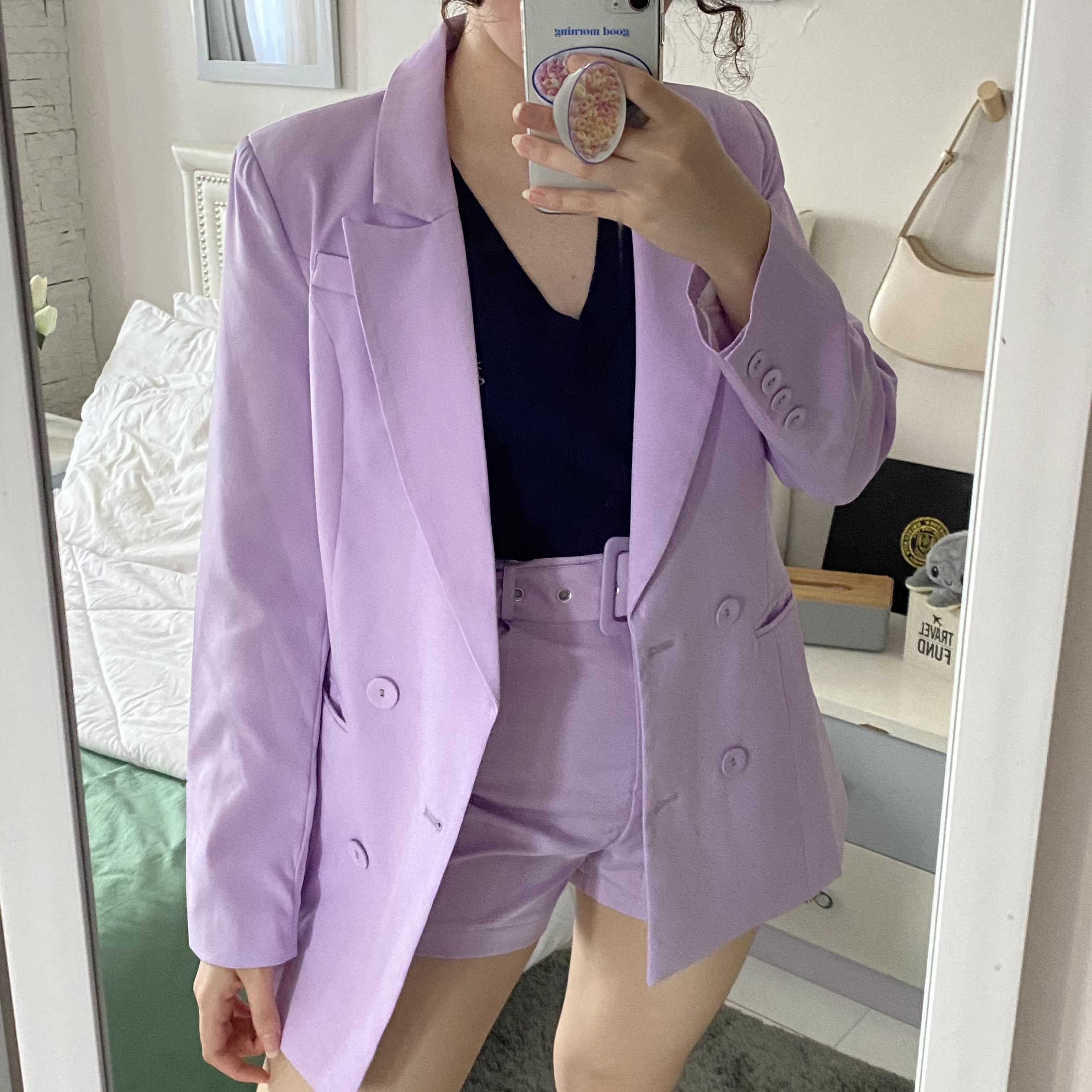 Lilac blazer and shorts hot sale