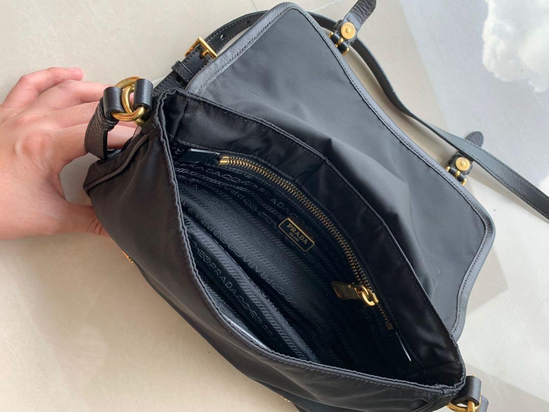 Prada Saffiano-Trimmed Tessuto Bandoliera - Black Crossbody Bags, Handbags  - PRA155610