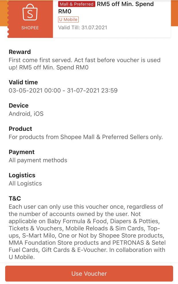 Rm5 Shopee Voucher Tickets Vouchers Gift Cards Vouchers On Carousell