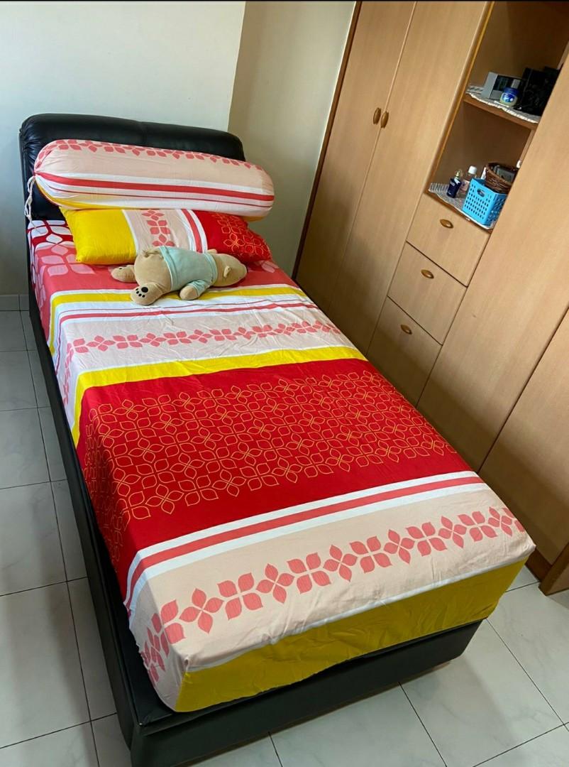 Single Storage Bed with Mattress, Furniture & Home Living, Furniture