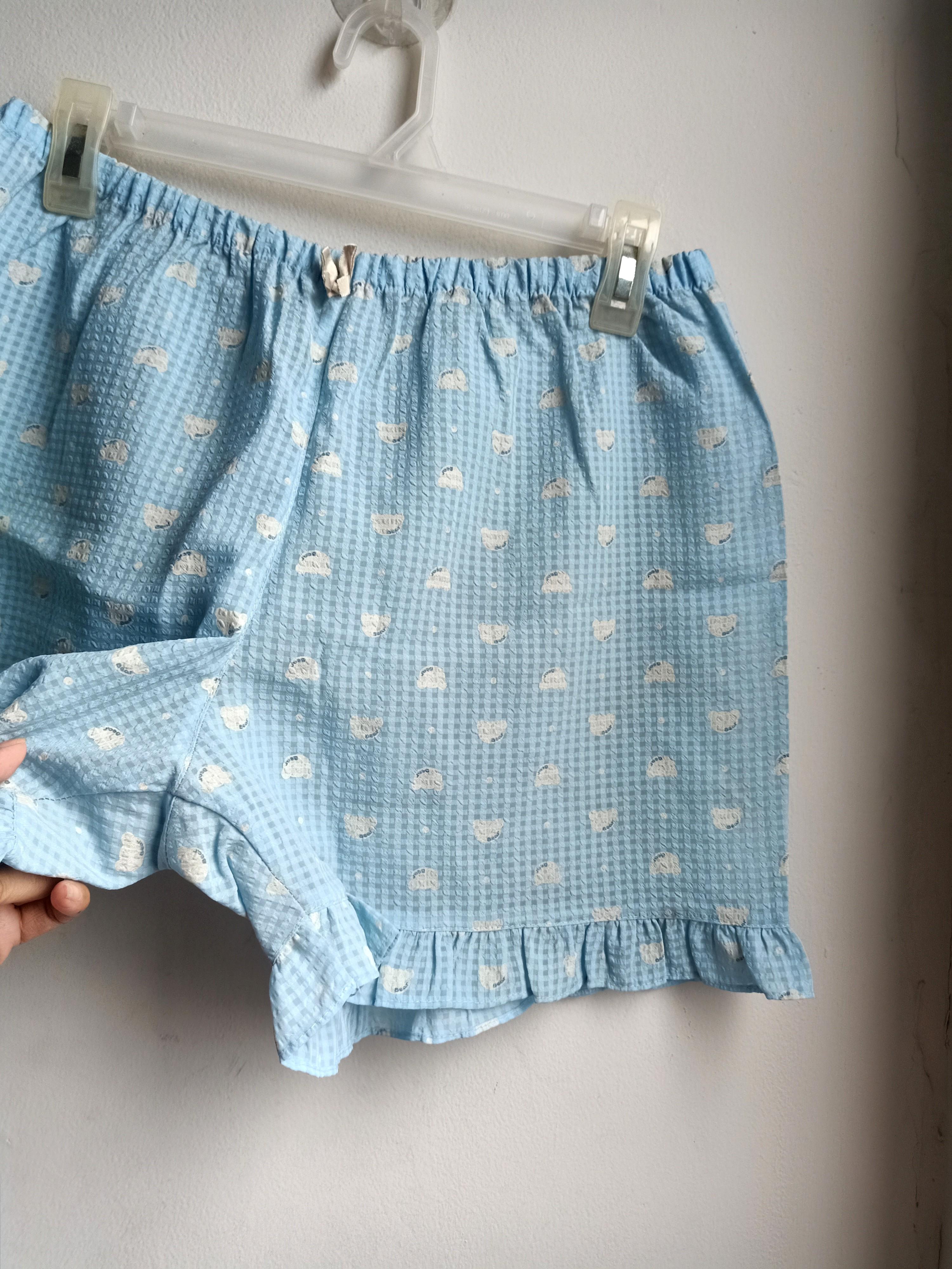 New Soft Blue Ruffle Shorts, Fesyen 