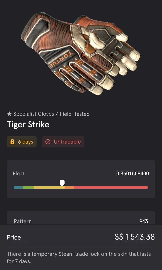 Specialist Gloves Tiger Strike FT, Video Gaming, Gaming Accessories, In