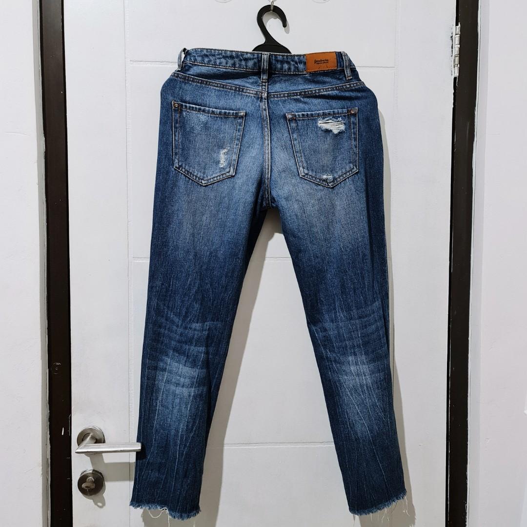 stradivarius mom pearl jeans, Fesyen 
