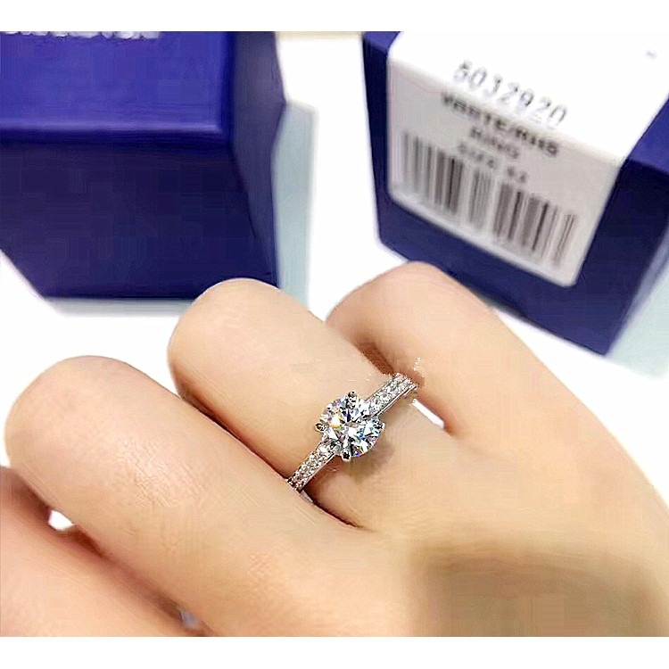 Swarovski S925 Sterling Silver Diamond Ring Ladies Fashion Jewelry